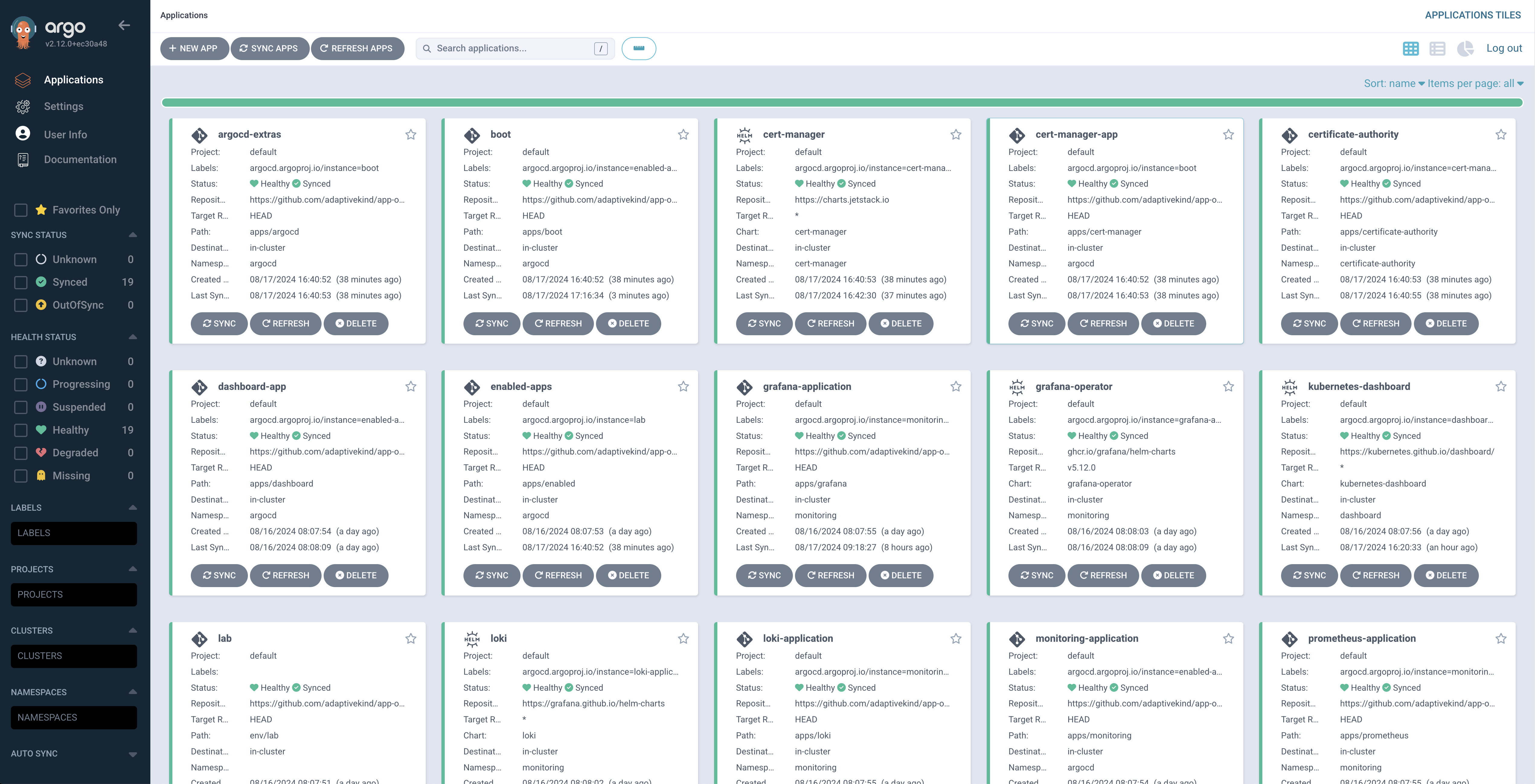 Argo CD healthy apps