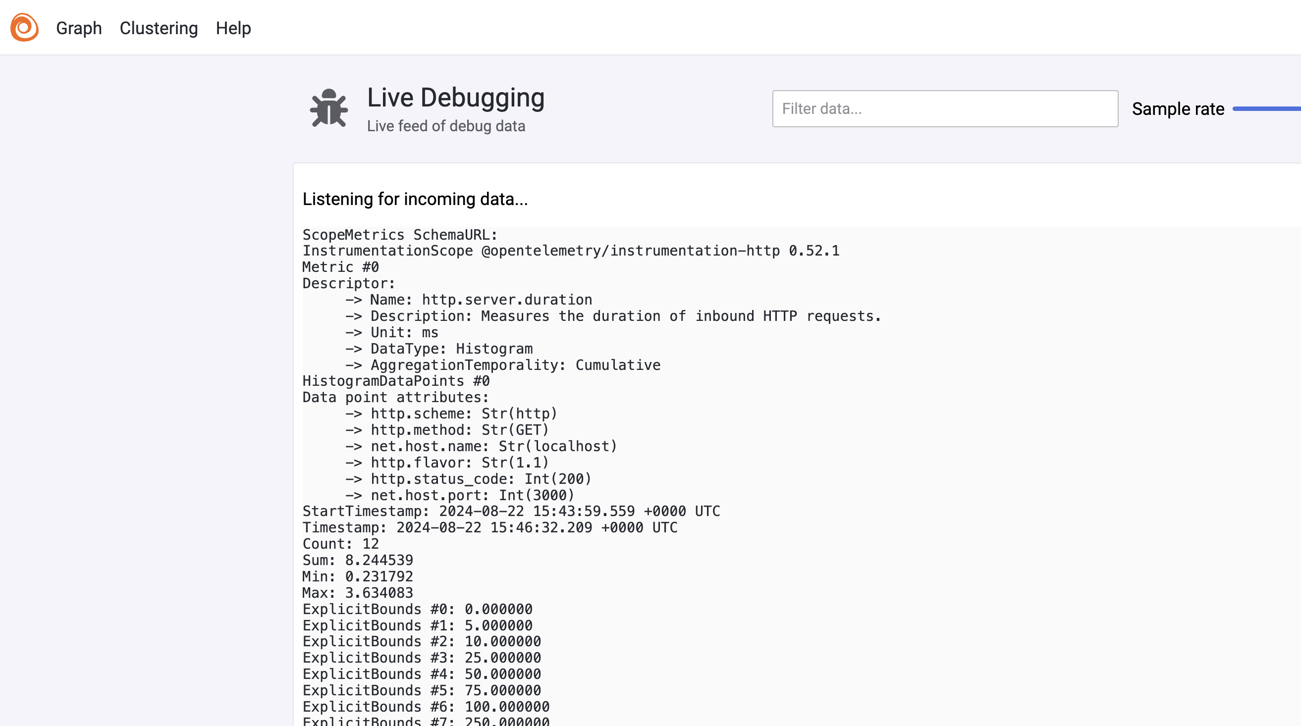 Metrics debugging