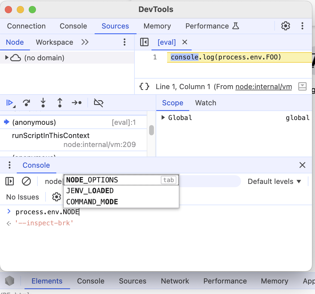 Debugger from env-file