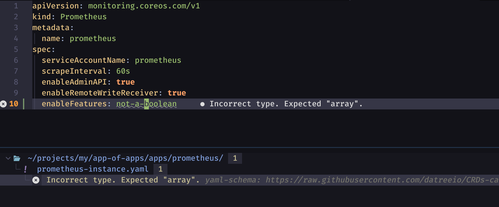 NeoVim Kubernetes crd syntax
validation